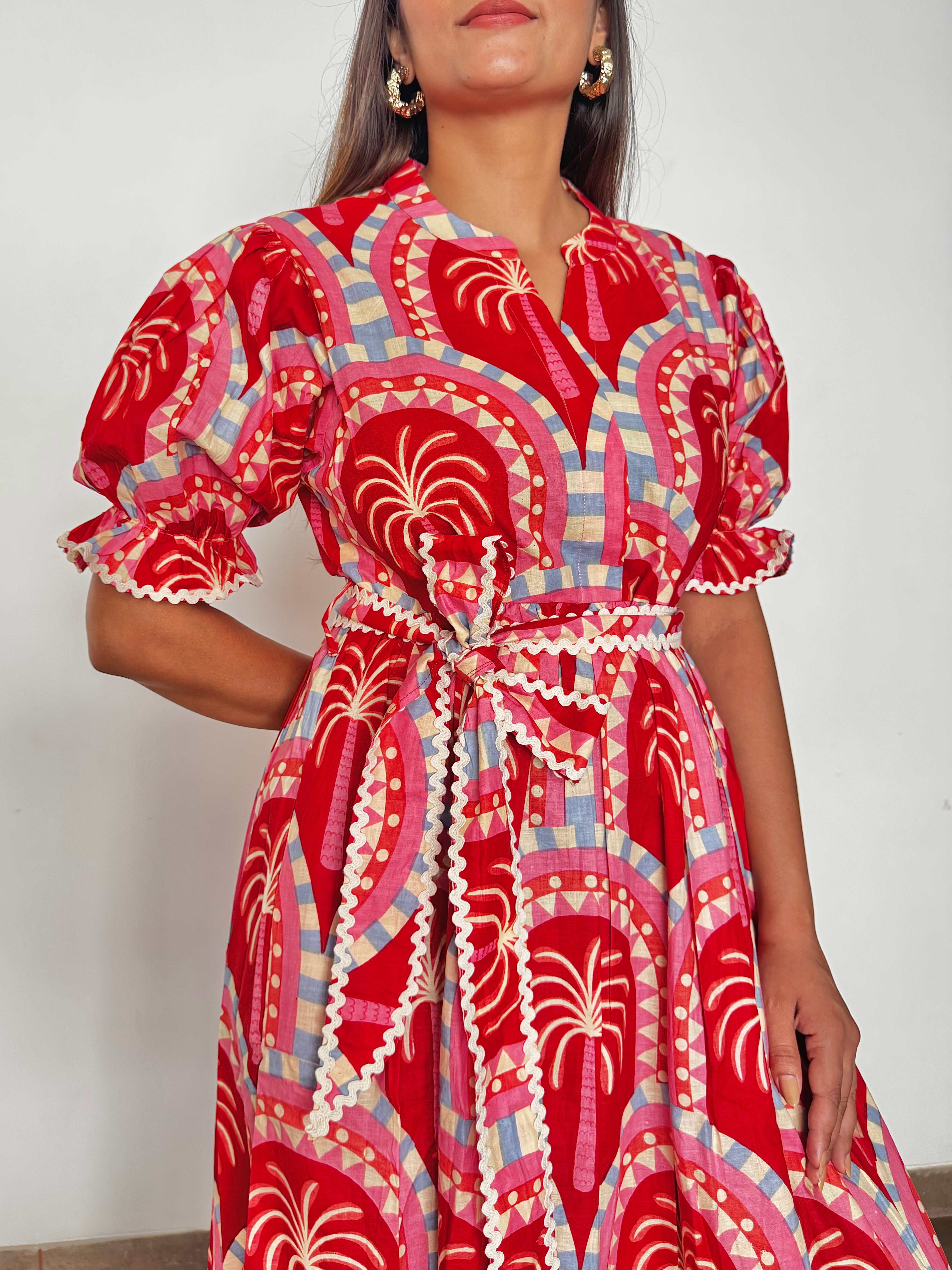 Red palm dress