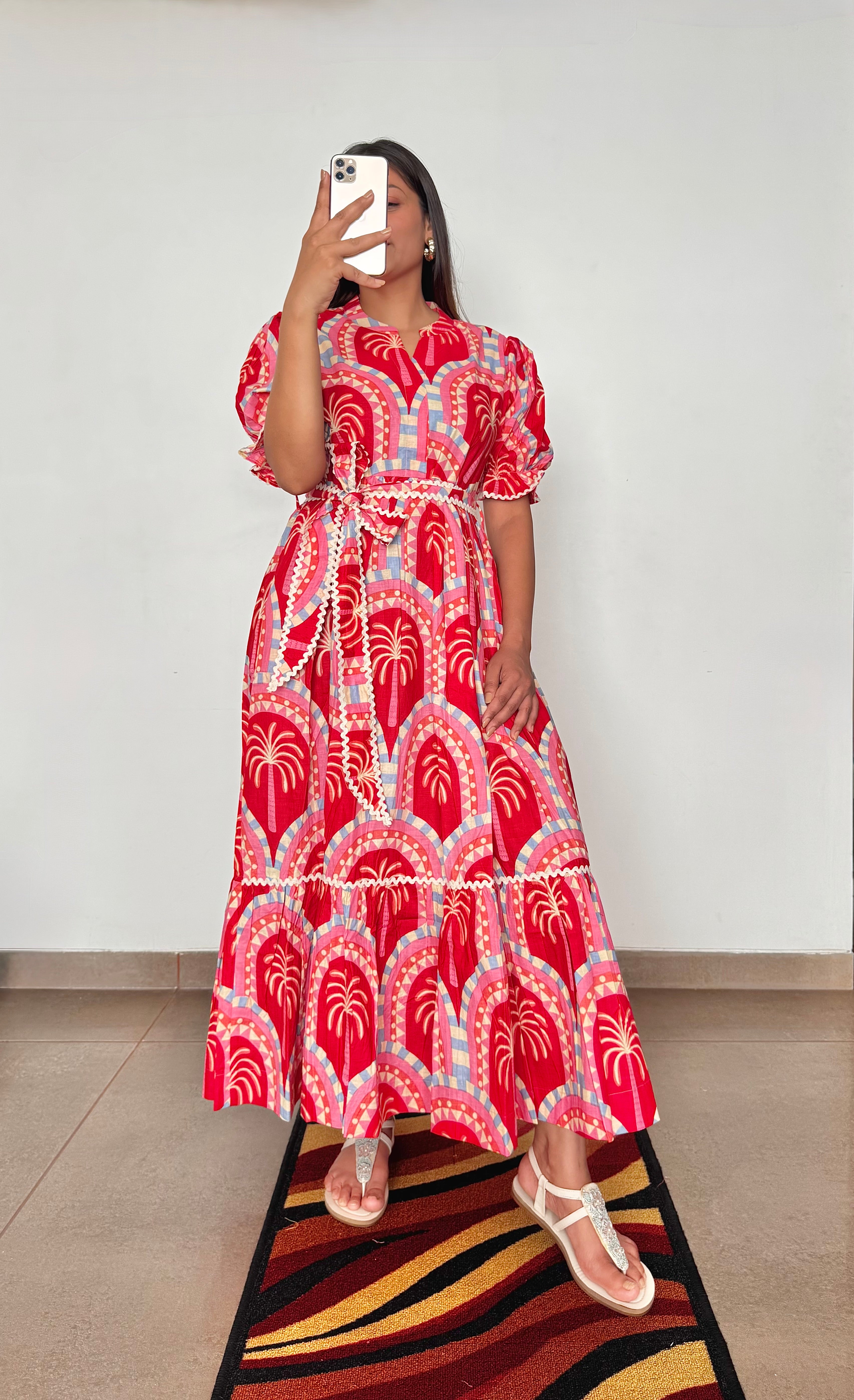Red palm dress