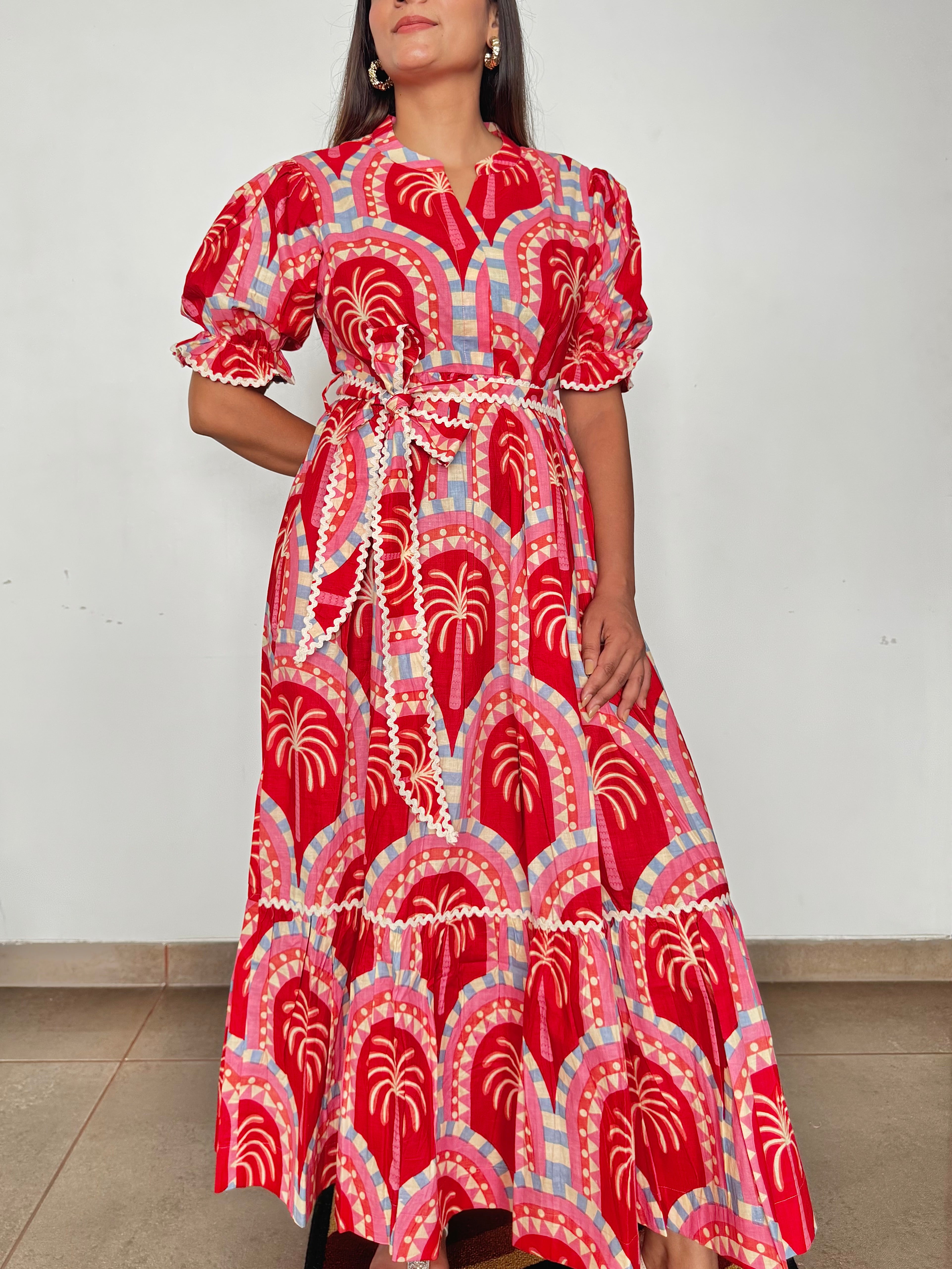 Red palm dress