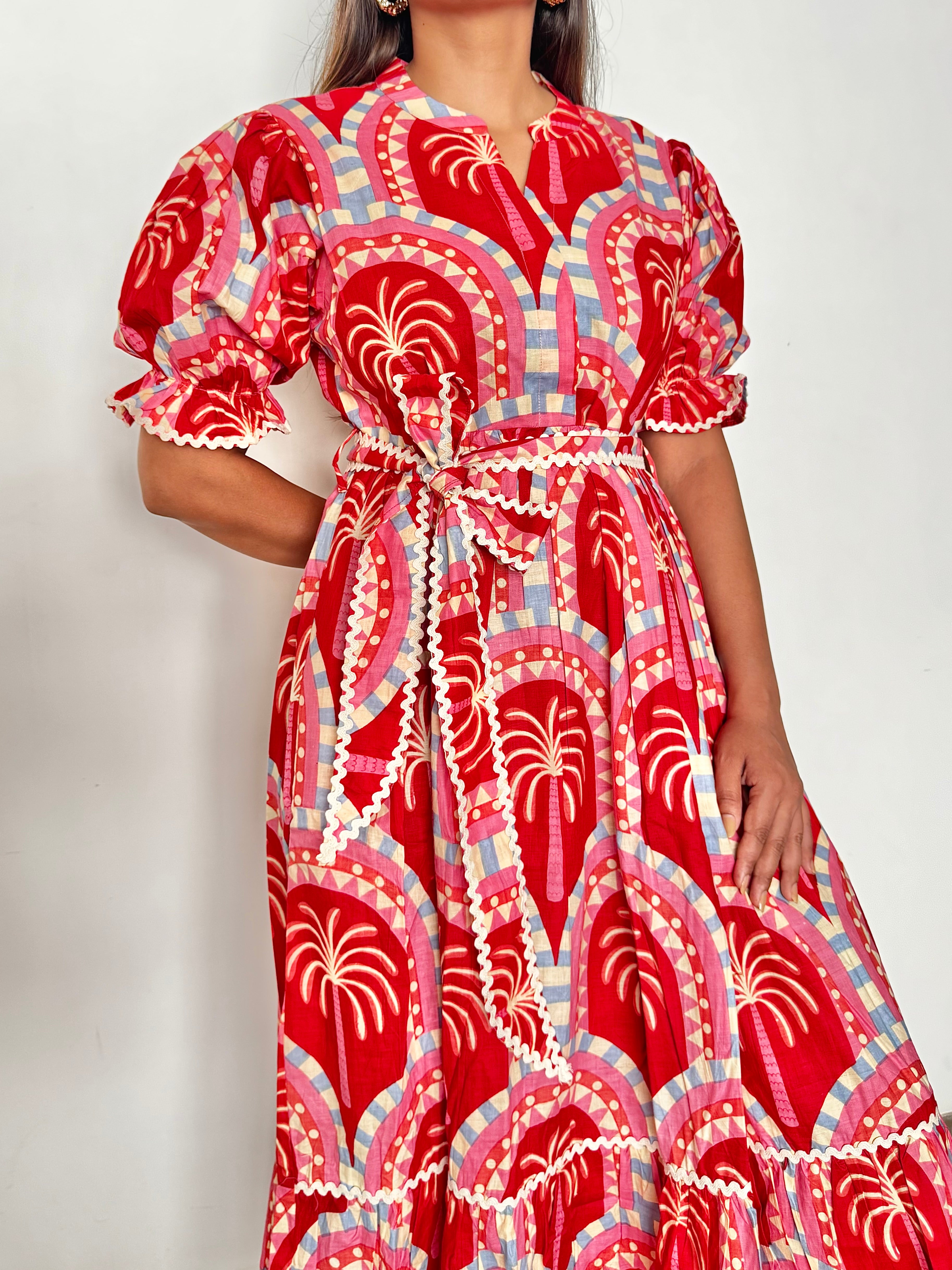 Red palm dress