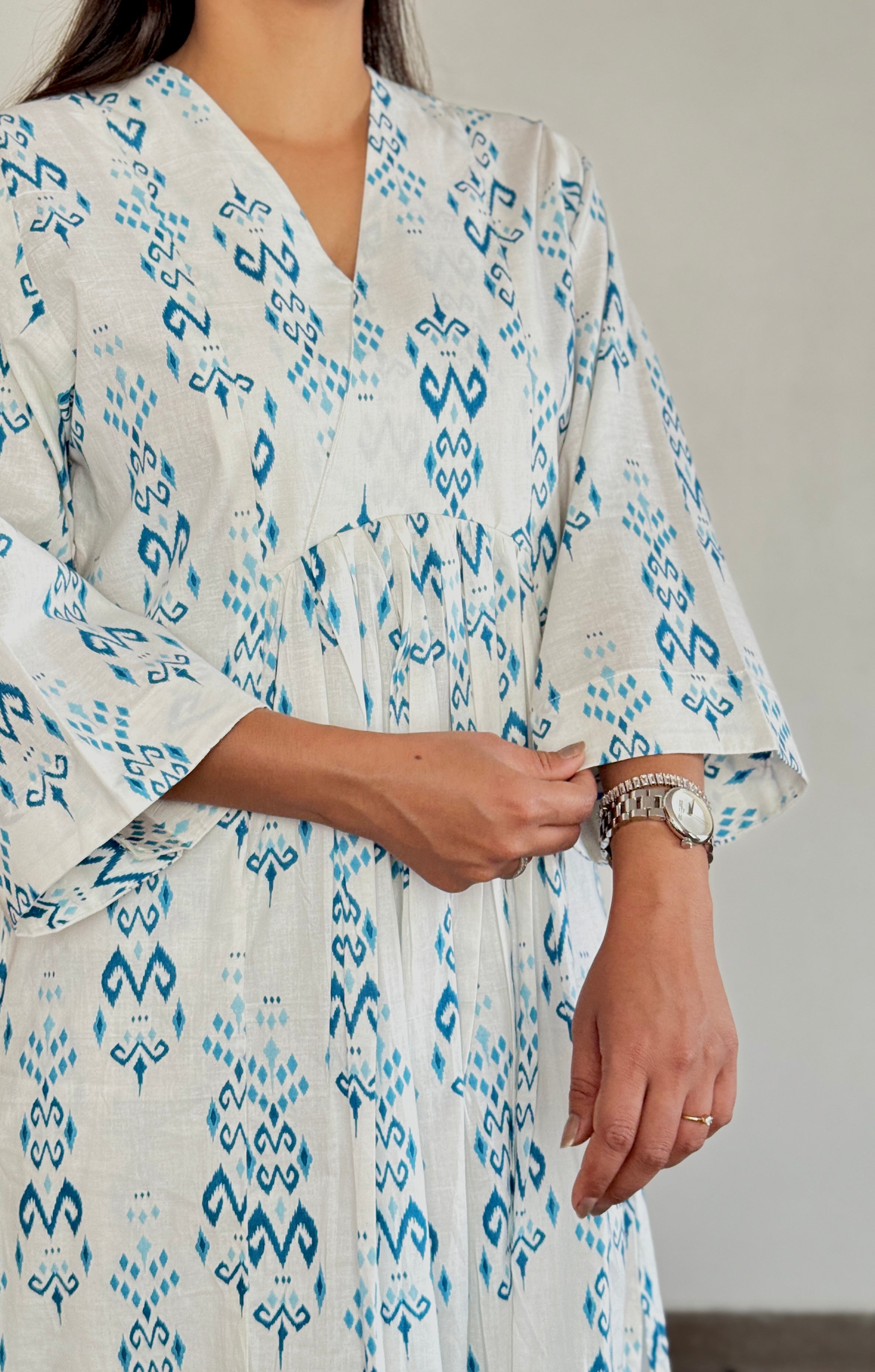 White Ikat Cotton Co-ord Set