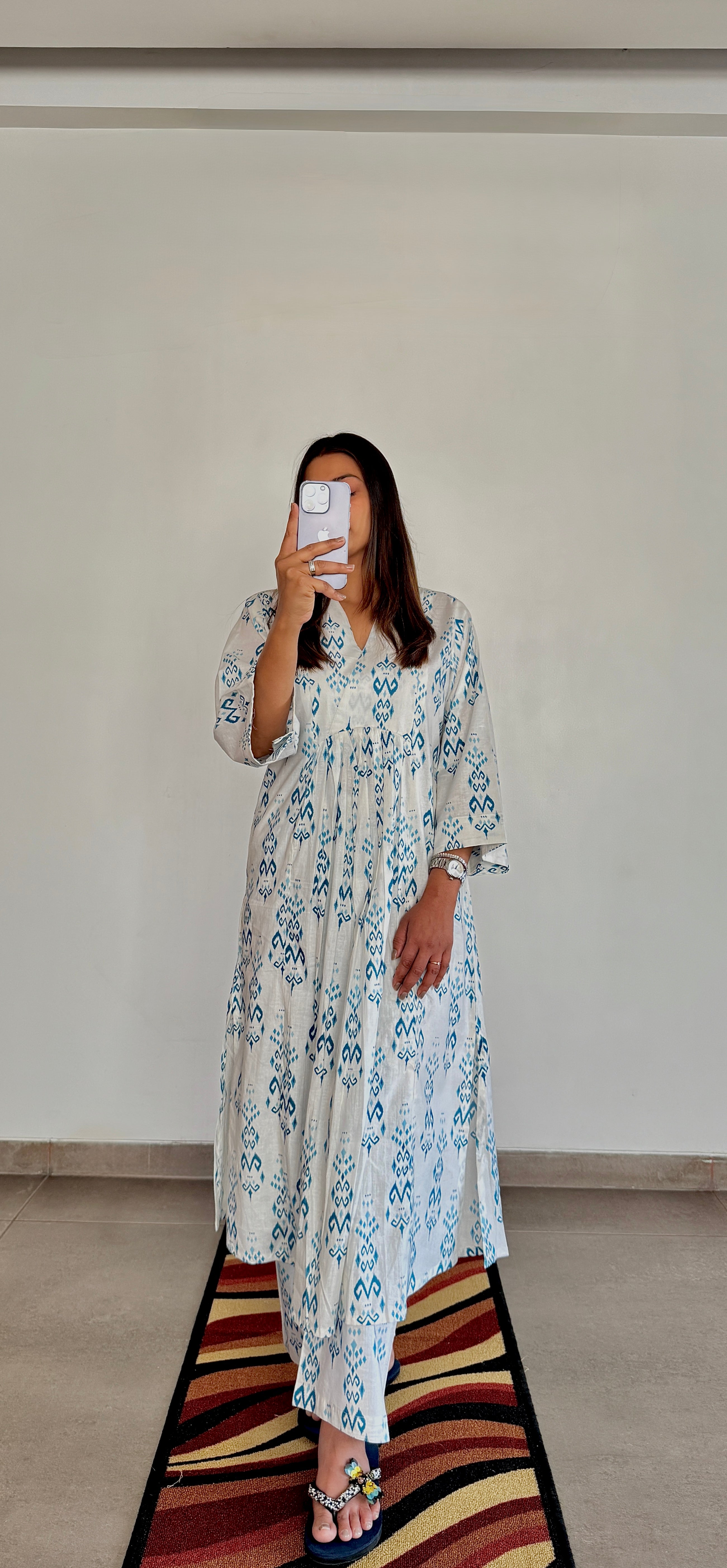 White Ikat Cotton Co-ord Set