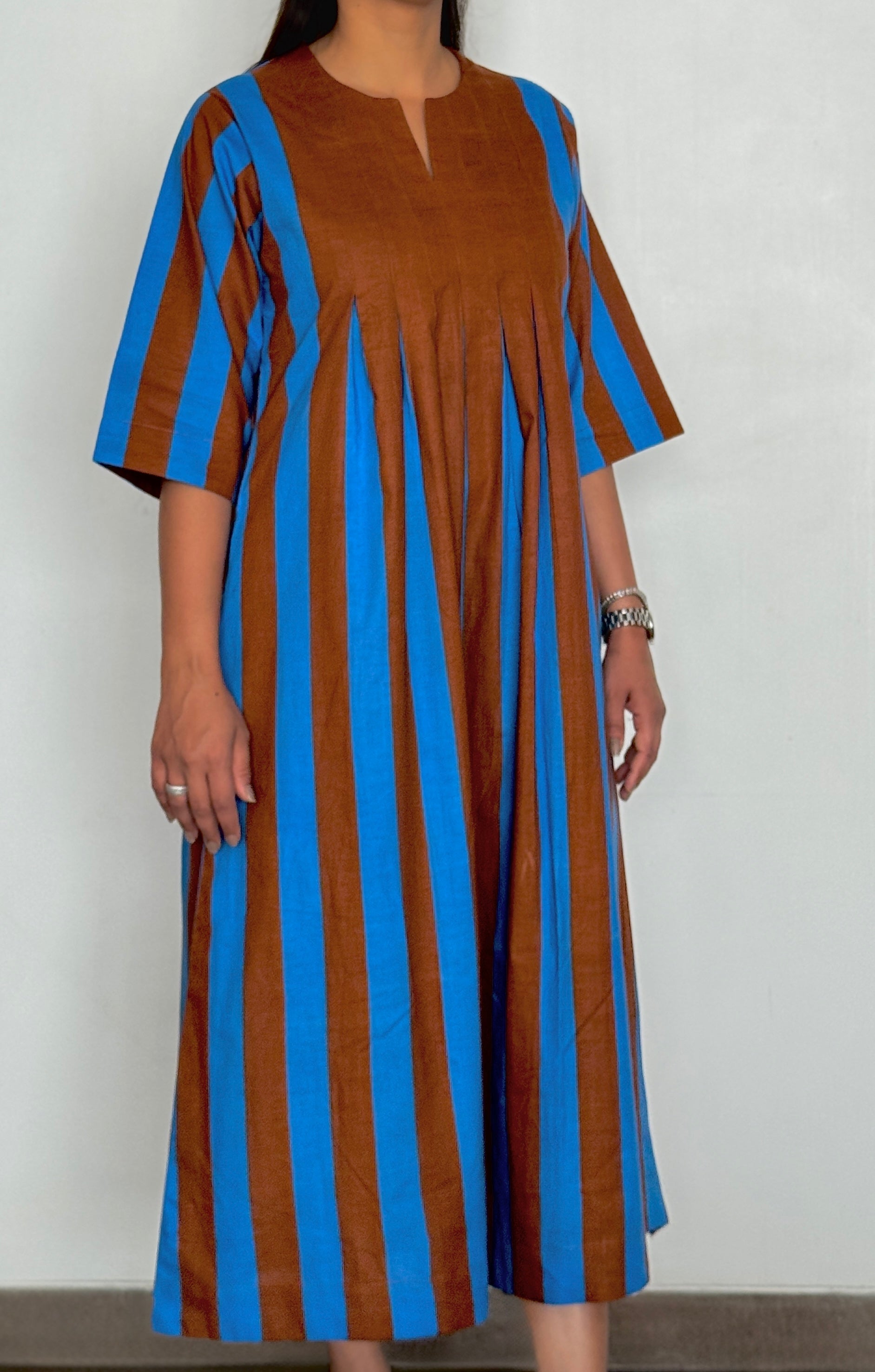 Blue brown Stripe dress