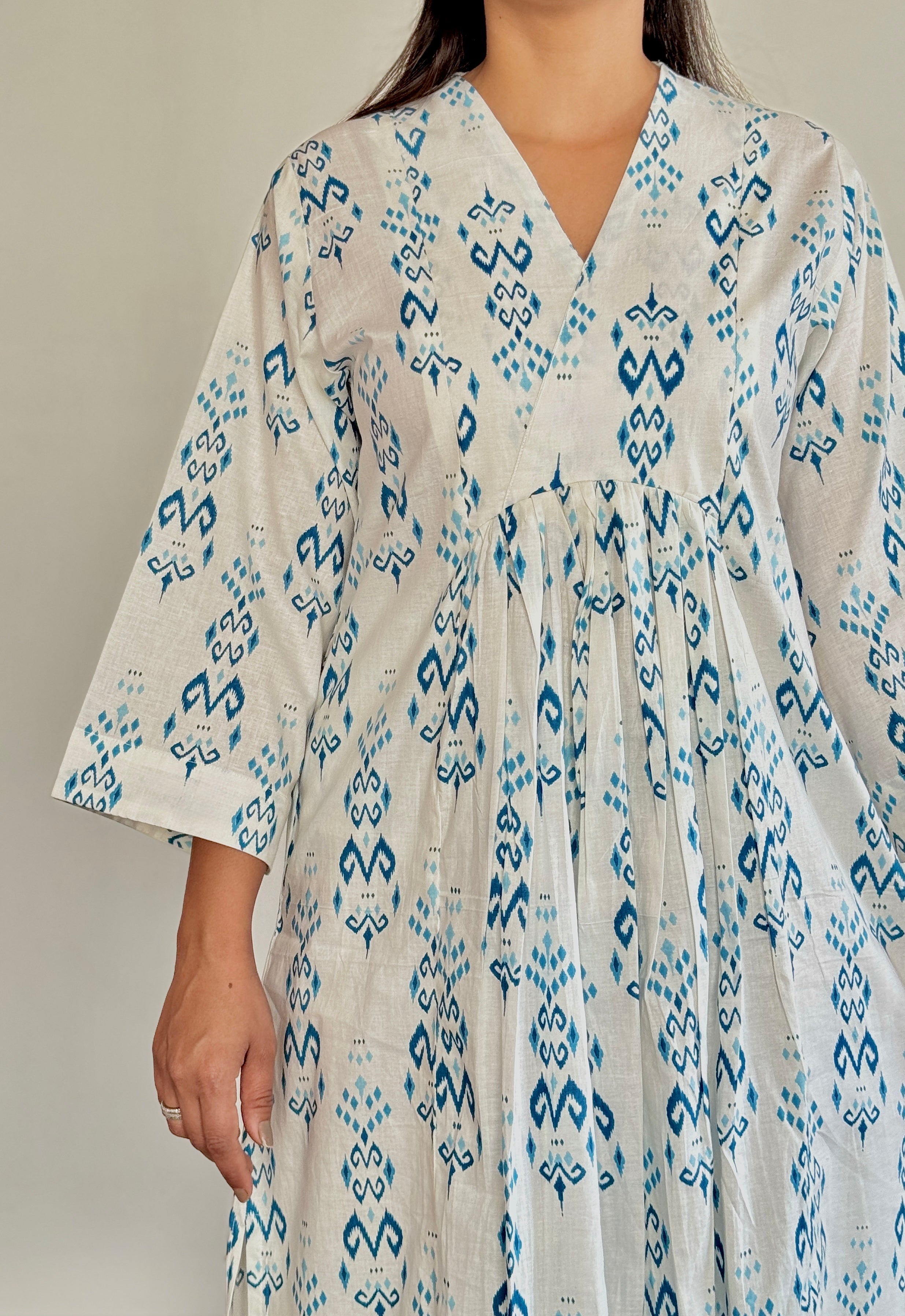 White Ikat Cotton Co-ord Set